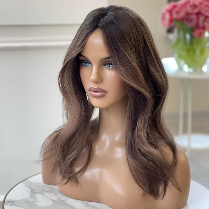 HD Lace Frontal Wig Hair Wigs Highlight Brown Natural Hairline