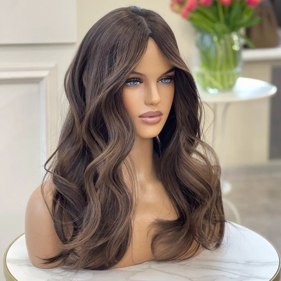 HD Lace Frontal Wig Hair Wigs Highlight Brown Natural Hairline
