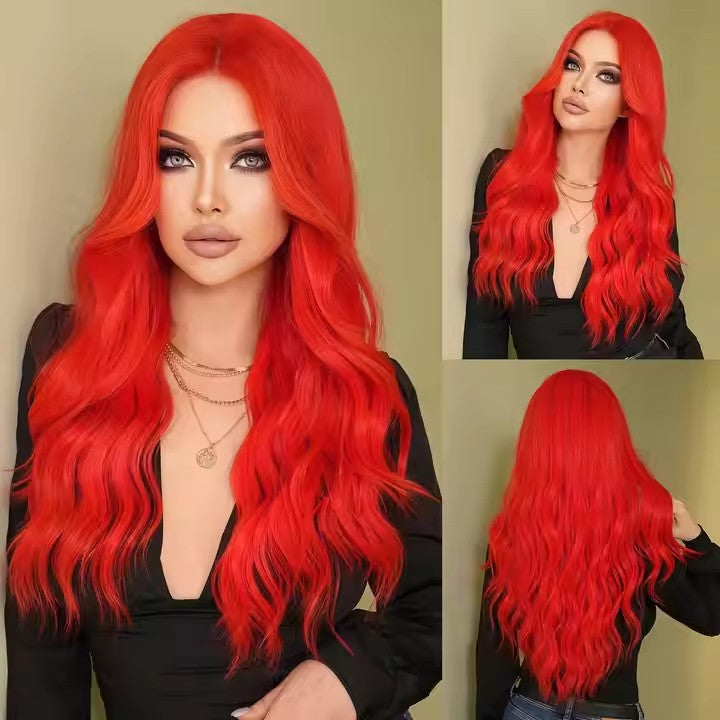 Vibrant Red Long Wig for Bold Fashion Style