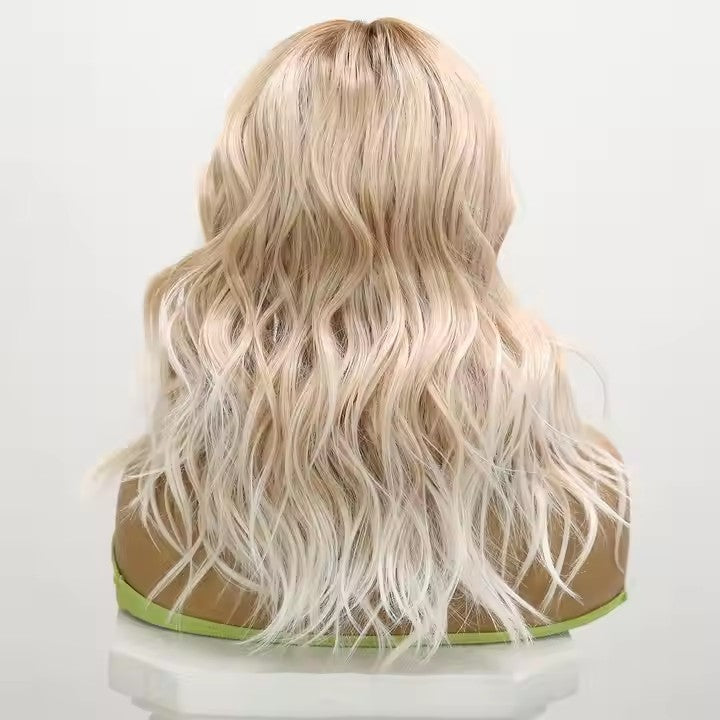 Brown Root Gold Highlighted Lace Front Wig, Brown Wigs