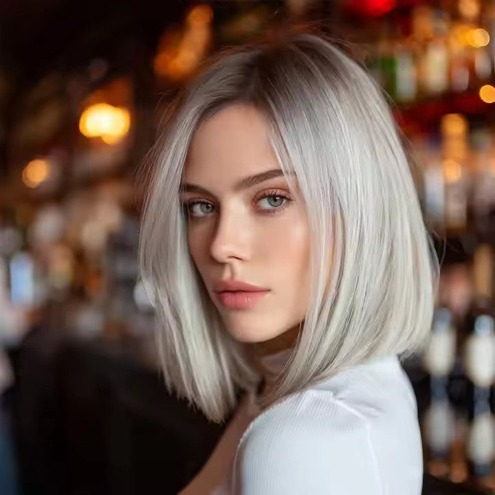 Lace Platinum Women's Wigs Imported Silk Chemical Fiber Smooth Natural Short