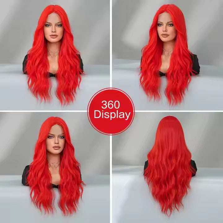 Vibrant Red Long Wig for Bold Fashion Style