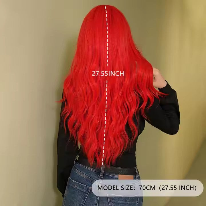 Vibrant Red Long Wig for Bold Fashion Style